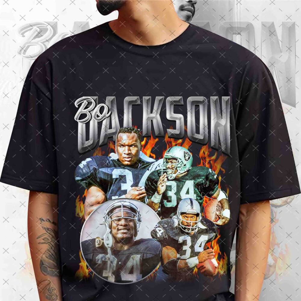 Vintage 90s Bo Jackson Bootleg Rap Tee, Retro Bo Jackson Football Shirt
